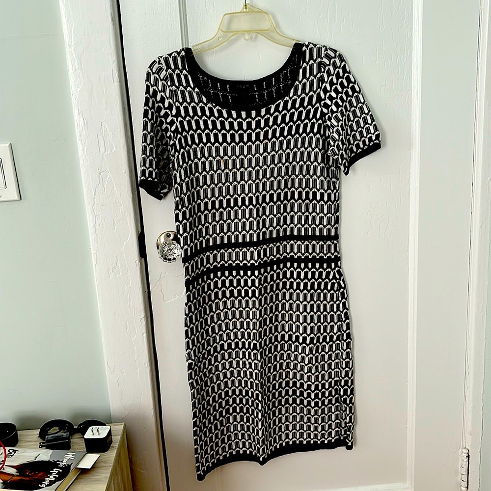 Anne Taylor small petite black and white dress